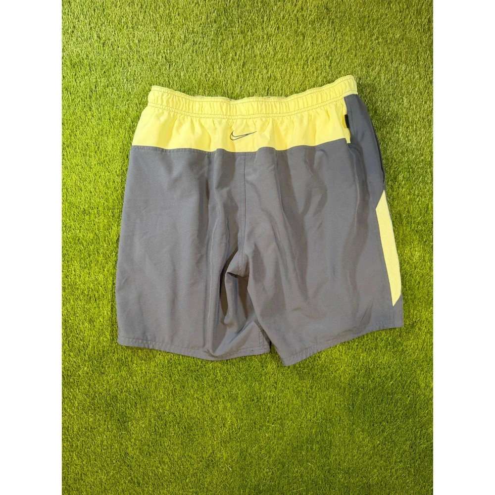 Nike Mens Swim Trunks Grey Neon Yellow Mesh Lined Board Shorts XL